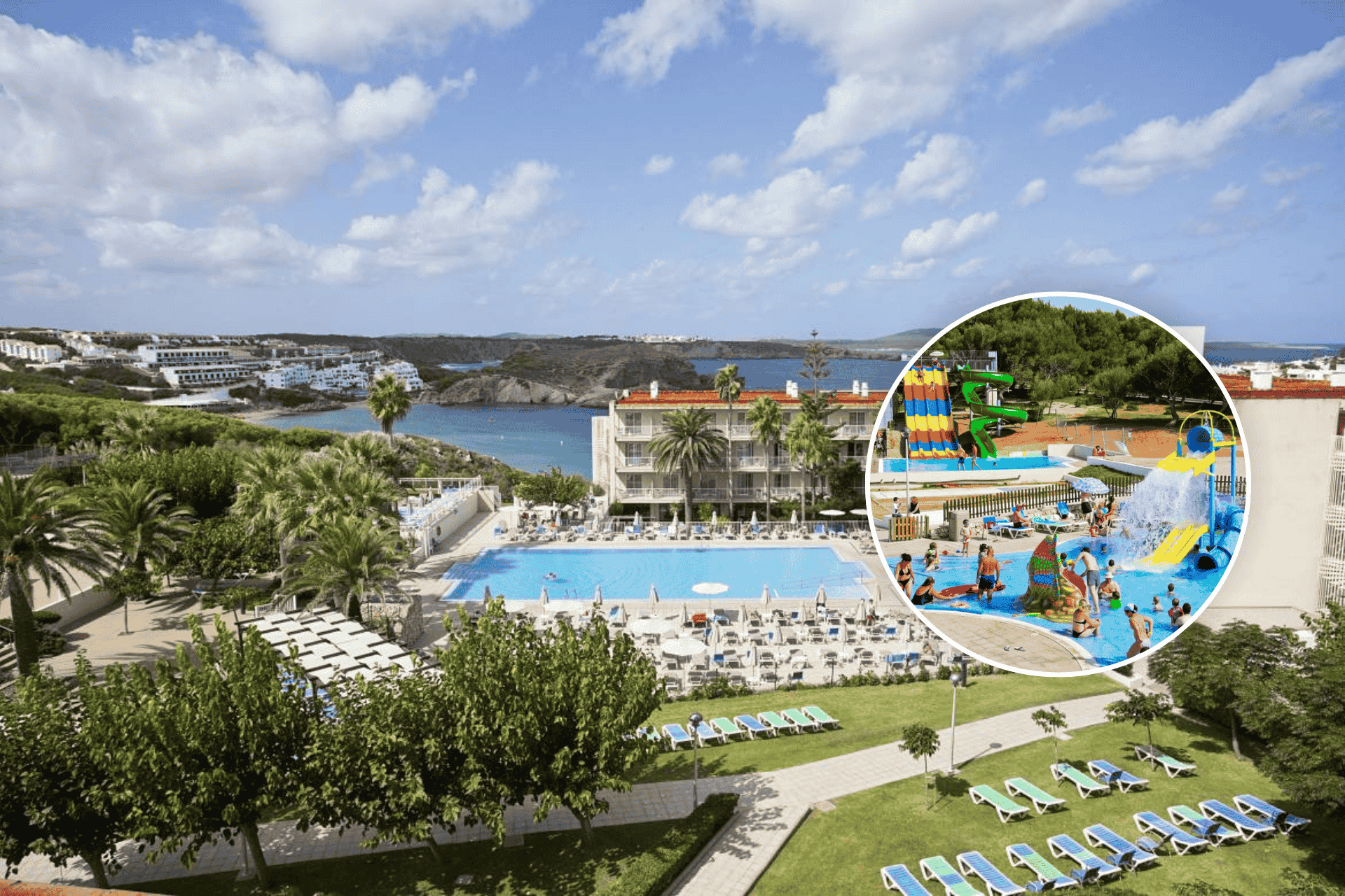 🛝¡MENORCA CON TOBOGANES FRENTE A LA PLAYA!🏖️Desde 3 noches:  Ferry con tu coche +  Hotel 3* familiar con vistas al mar | Arena d'en Castell