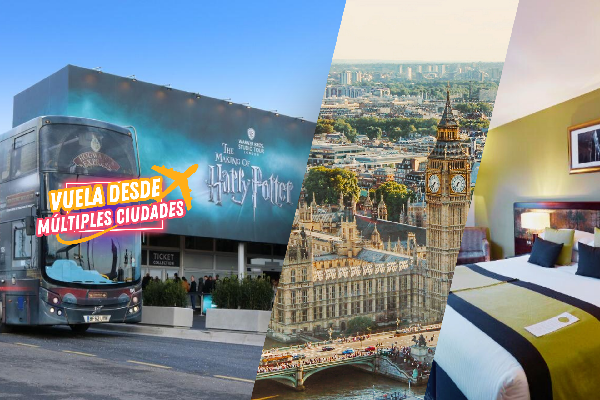🧙🏼‍♂️¡LONDRES MÁGICO!✈️ 🪄2 o 3 noches con Vuelos + Hotel 4⭐con desayuno +   Entradas a los Estudios HARRY POTTER con traslados📍Excelente Ubicación