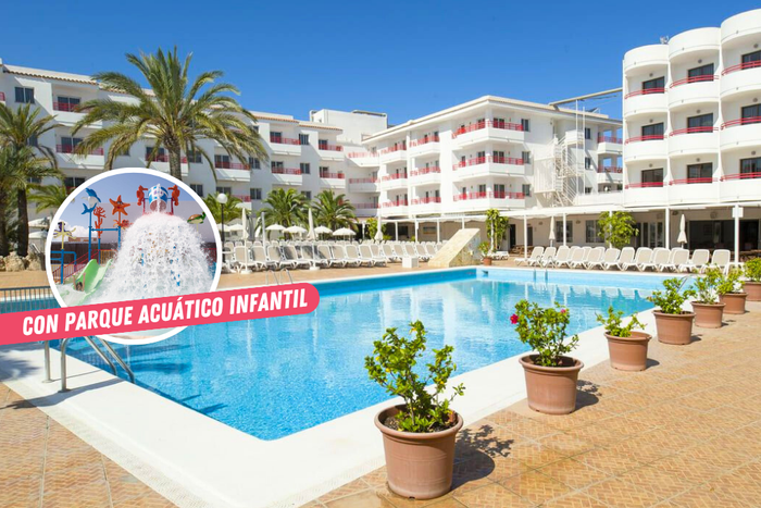 🏝️¡VACACIONES TODO INCLUIDO EN IBIZA! 🚢💫 Desde 3 noches: Ferry con tu coche + Apartamentos con PARQUE ACUÁTICO infantil👧🏼💦| San Antonio 