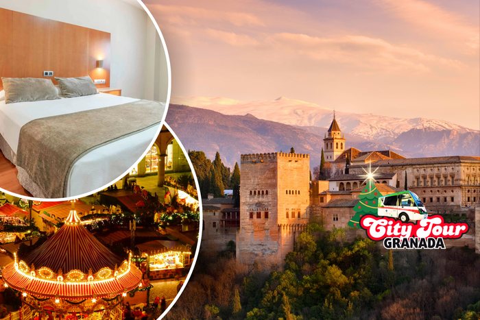 🚌¡UNAS NAVIDADES RECORRIENDO LAS CALLES DE GRANADA!🎅🏼🎄 Hotel 4⭐ con desayuno a 3 km del casco histórico + City Tour en tren turístico con paradas