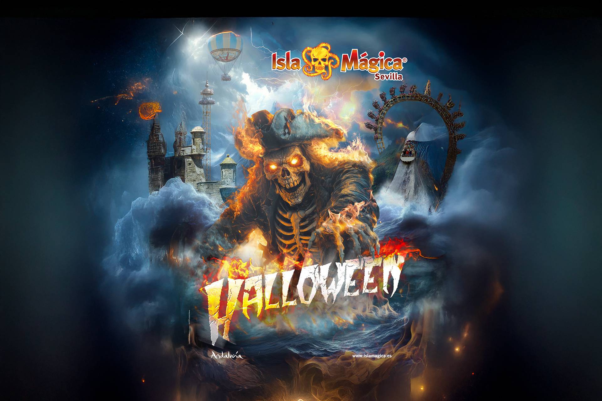 🎃👻¡HALLOWEEN PIRATA EN ISLA MÁGICA!🎢👨‍👩‍👧‍👦 Hotel 4⭐+ Entradas al parque con decoración y programación especial de Halloween | Sevilla