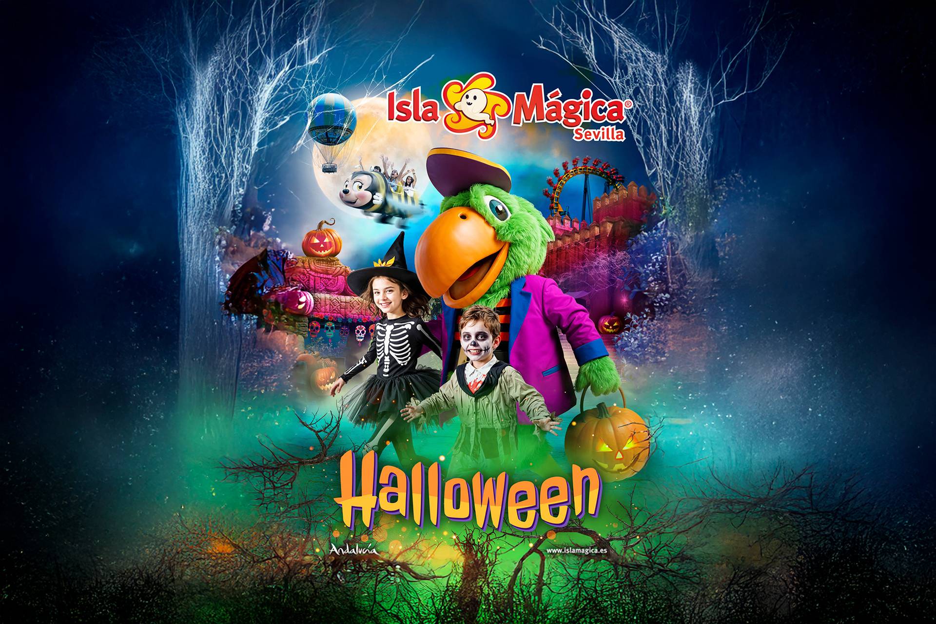 🎃👻¡HALLOWEEN PIRATA EN ISLA MÁGICA!🎢👨‍👩‍👧‍👦 Hotel 4⭐+ Entradas al parque con decoración y programación especial de Halloween | Sevilla