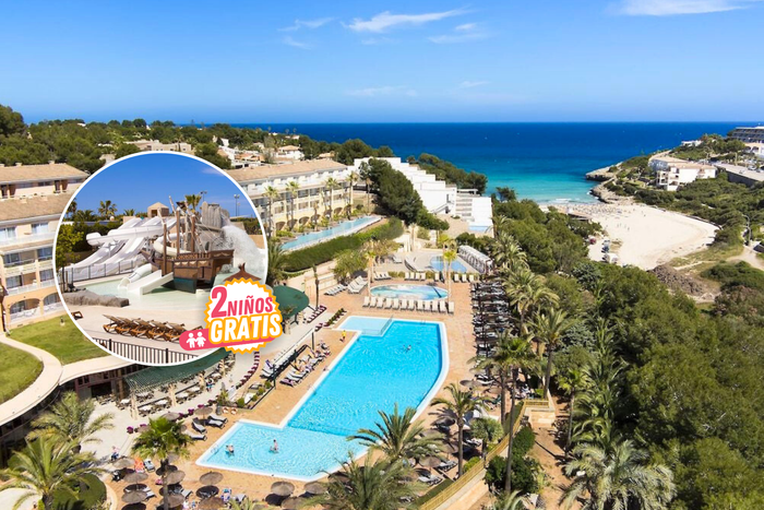 🏝️¡MALLORCA CON TODO INCLUIDO Y 2 NIÑOS GRATIS!🚢🍸Desde 5 noches: Ferry con tu coche + Hotel  4★ junto a la playa y con toboganes | Cala Mandía