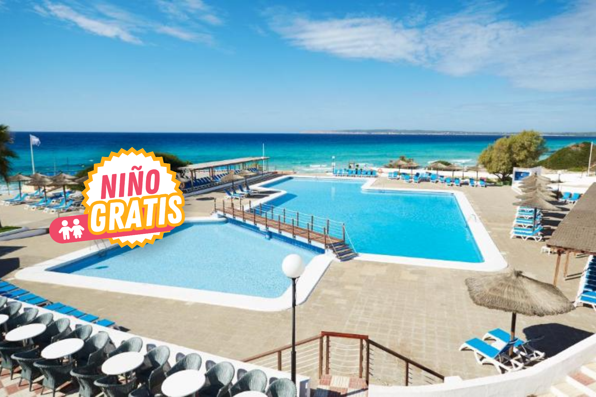 🏝️🍸¡TODO INCLUIDO EN FORMENTERA!🚢🩵Desde 4 noches: Ferry + Hotel 3*👨‍👩 ‍👧‍👦 con parque acuático  y 💥1 niño gratis💥 frente a la Playa