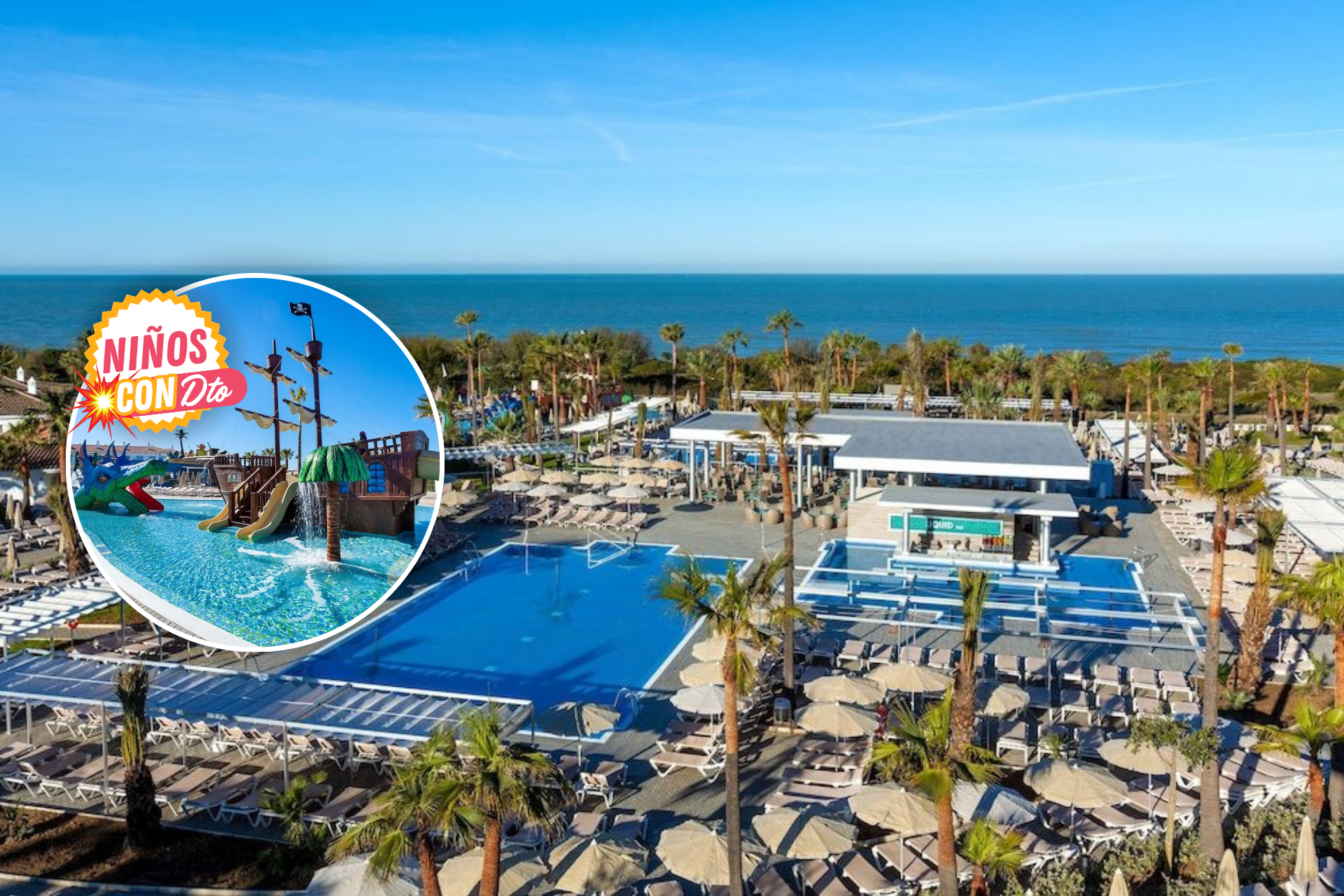 🏖️🍸¡UN RIU 4⭐CON TODO INCLUIDO 24H!🛝 Desde 5 noches: Hotel🔝en la costa de CÁDIZ a 200 metros de la playa y con toboganes infantiles | Chiclana